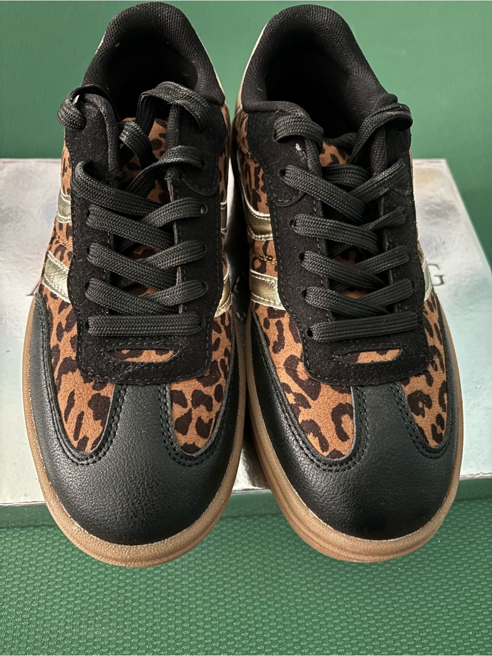 Women's Leopard Print Casual Sneakers - Black & Brown